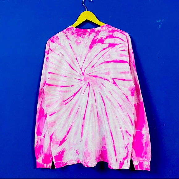 TIE DYE PINK & WHITE GILDAN HEAVY COTTON CREW NECK T-SHIRT FOR MEN’S AND WOMEN’S - Picture 5 of 5